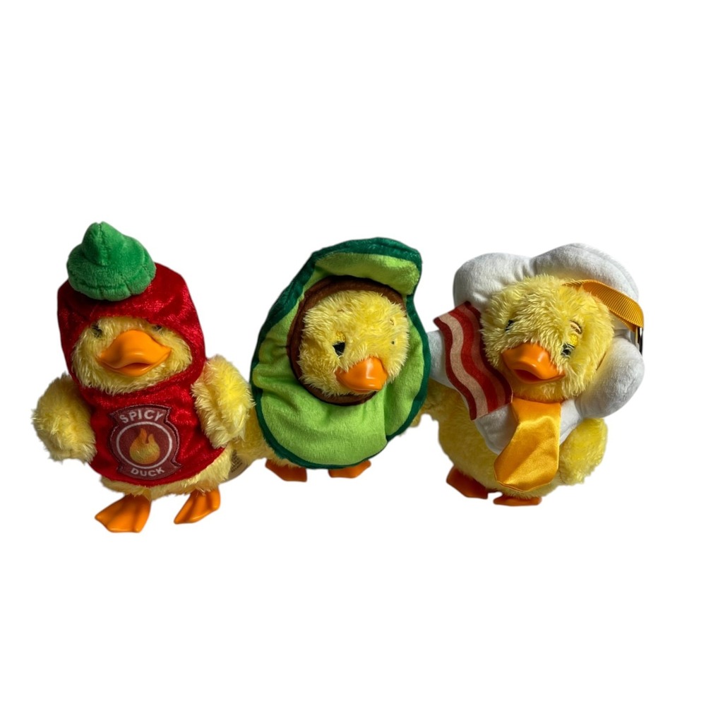Duckaloos Lot of Three Duck Chicks Clips Keychains Kawaii Food Plush